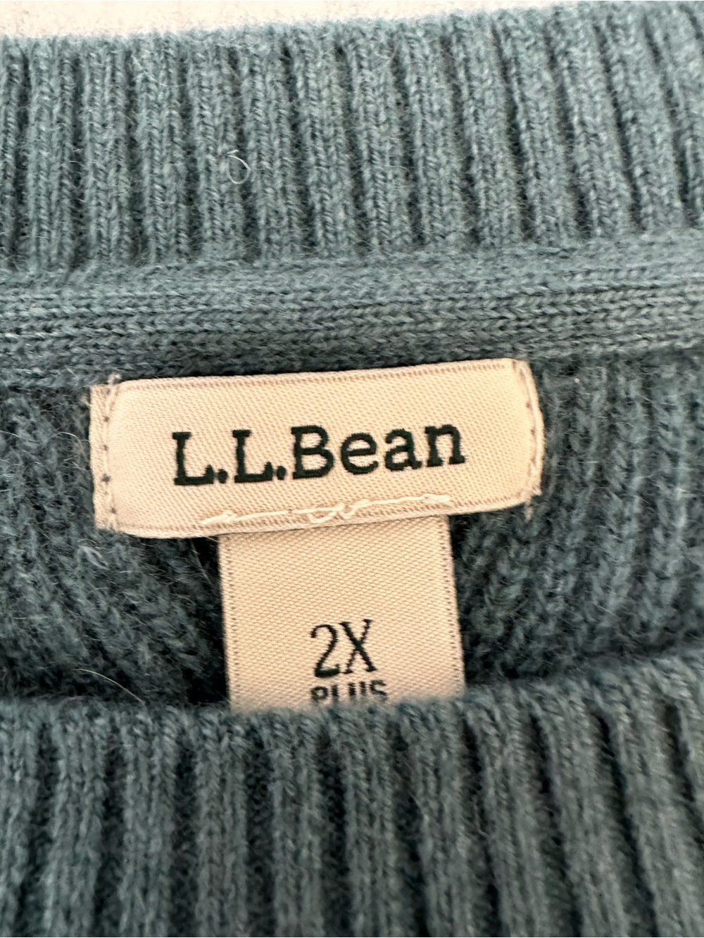 L.L.Bean 100% Cashmere Crewneck Sweater 2X Plus Blue-Green - Picture 2 of 10